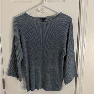Eileen Fisher Slate Blue Ribbed Top Size XS